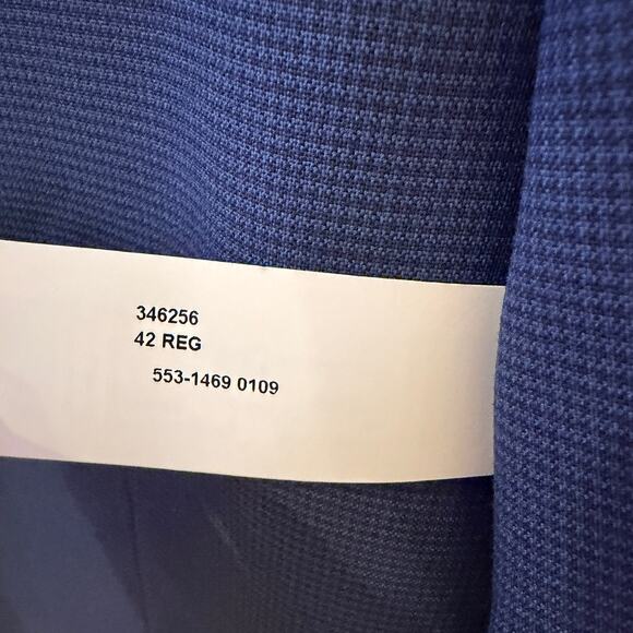 JF J Ferrar Ultra Comfort Super Slim Blue Houndstooth Stretch Blazer 42R Party - Picture 5 of 11